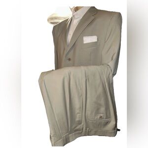 Luciano Carreli 2 PC Suit Tan 46L 40x31 Double Vented 3 bottoms Made In Italy
